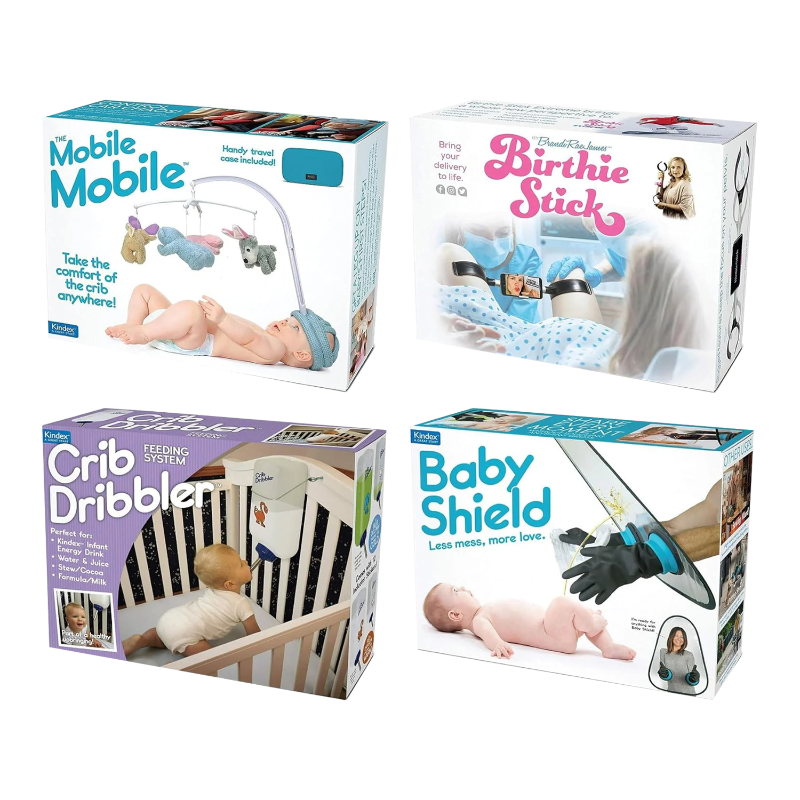 Babies Prank Gift Box Bundle Baby Shield, Birthie Stick, Crib Dribble