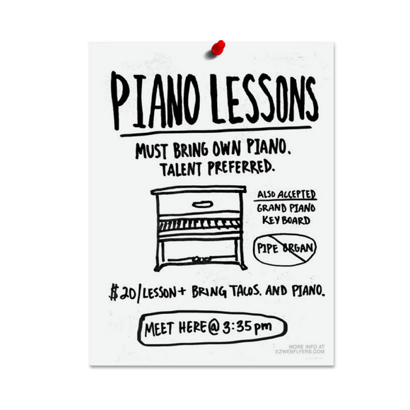 Piano Lessons Digital Download Flyer