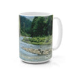 Load image into Gallery viewer, funny mug of a dog pooping in nature