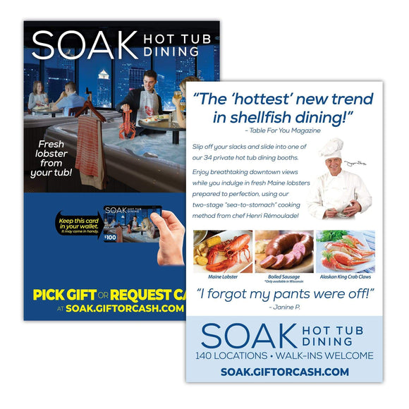 Soak Hot Tub Dining funny gift card