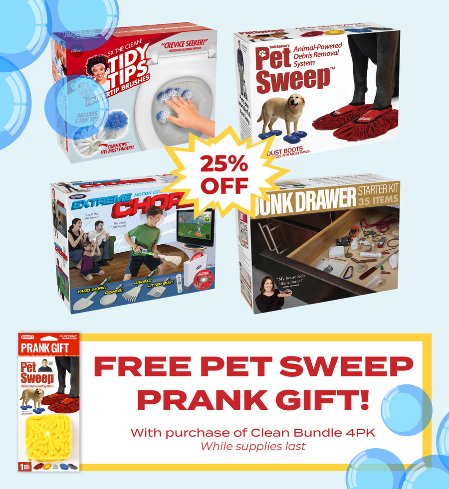 4 Pack Medium Boxes: Cleaning Bundle: Extreme Chores, Junk Drawer, Pet Sweep, Tidy Tips