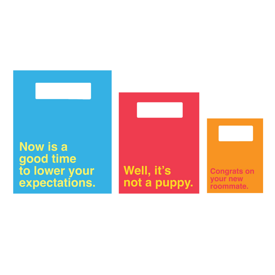 Gift Bag 3 pack: New Roommate, Not a Puppy, Lower Expectations
