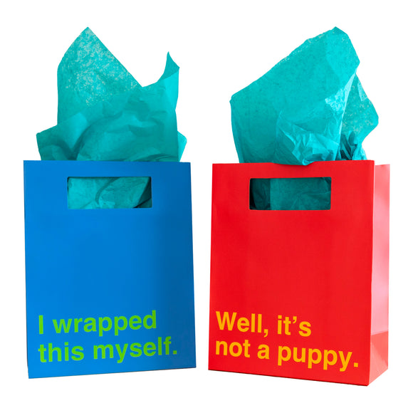 Gift Bag 2 Pack: Not a Puppy & Wrapped This Myself