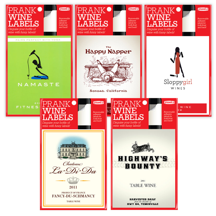 5 Pack Prank Wine Labels