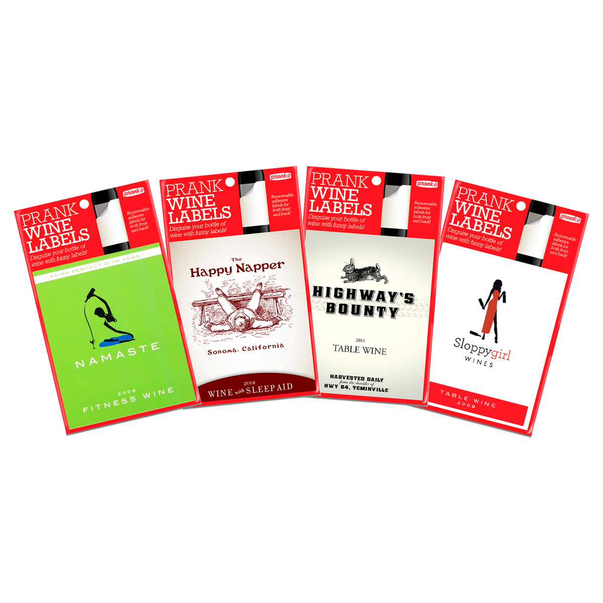 Prank Label 4 Pack Prank Wine Labels | Funny Wine Gifts | Prank-O