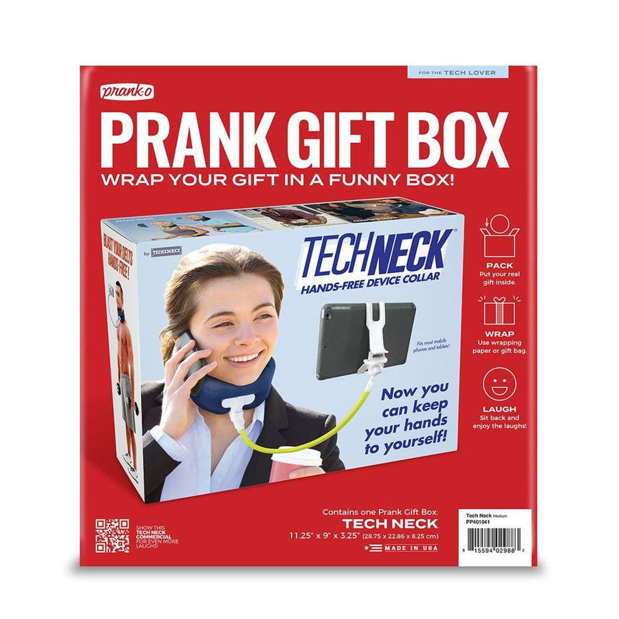 packaging for joke gift box from Prank-O for the TechNeck Hands-free Device Collar