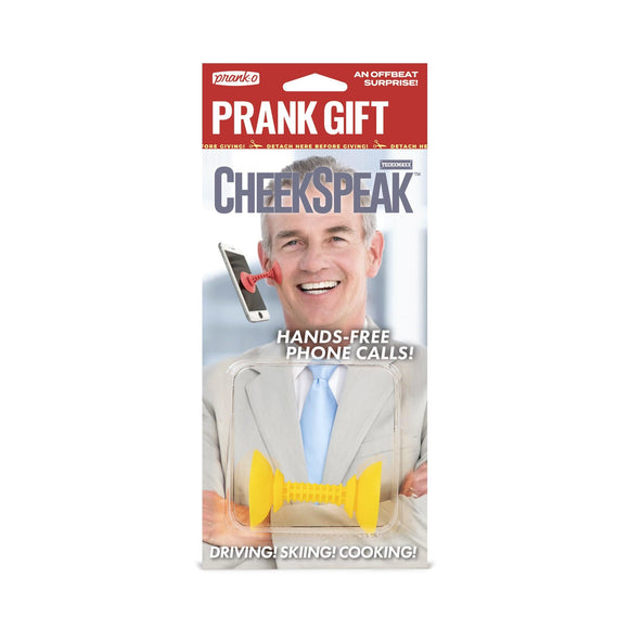 Cheek Speak joke hands-free phone device