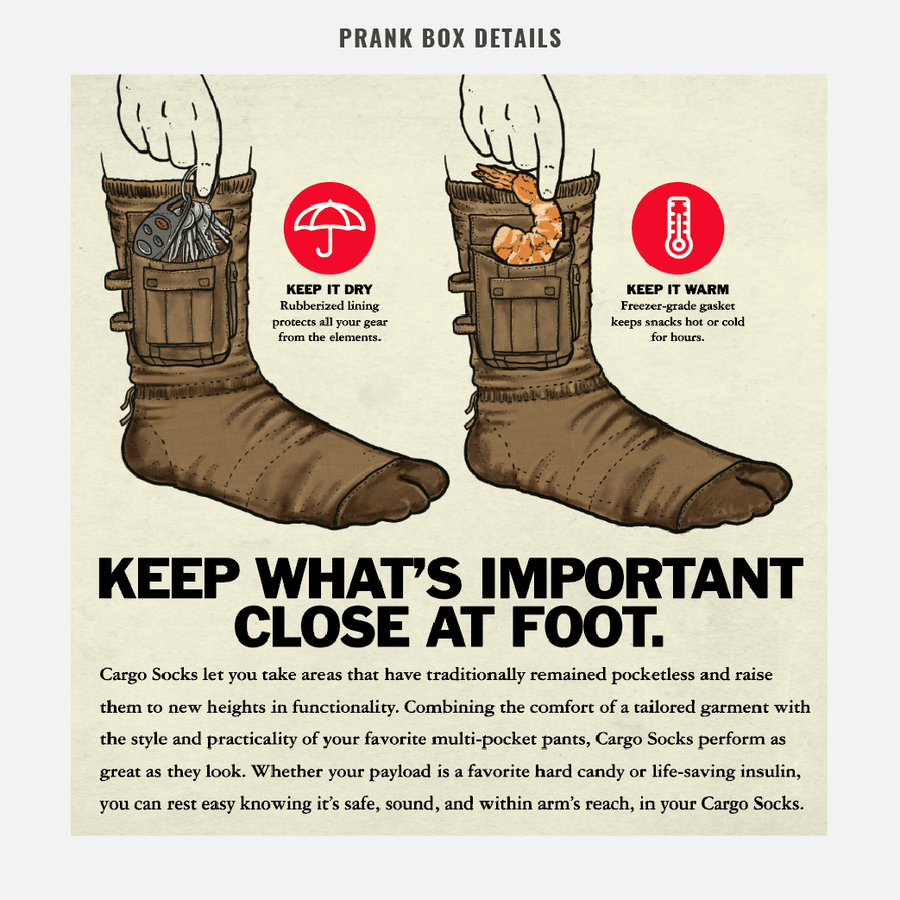 infographic from joke gift box for Cargo Socks from Prank-O.