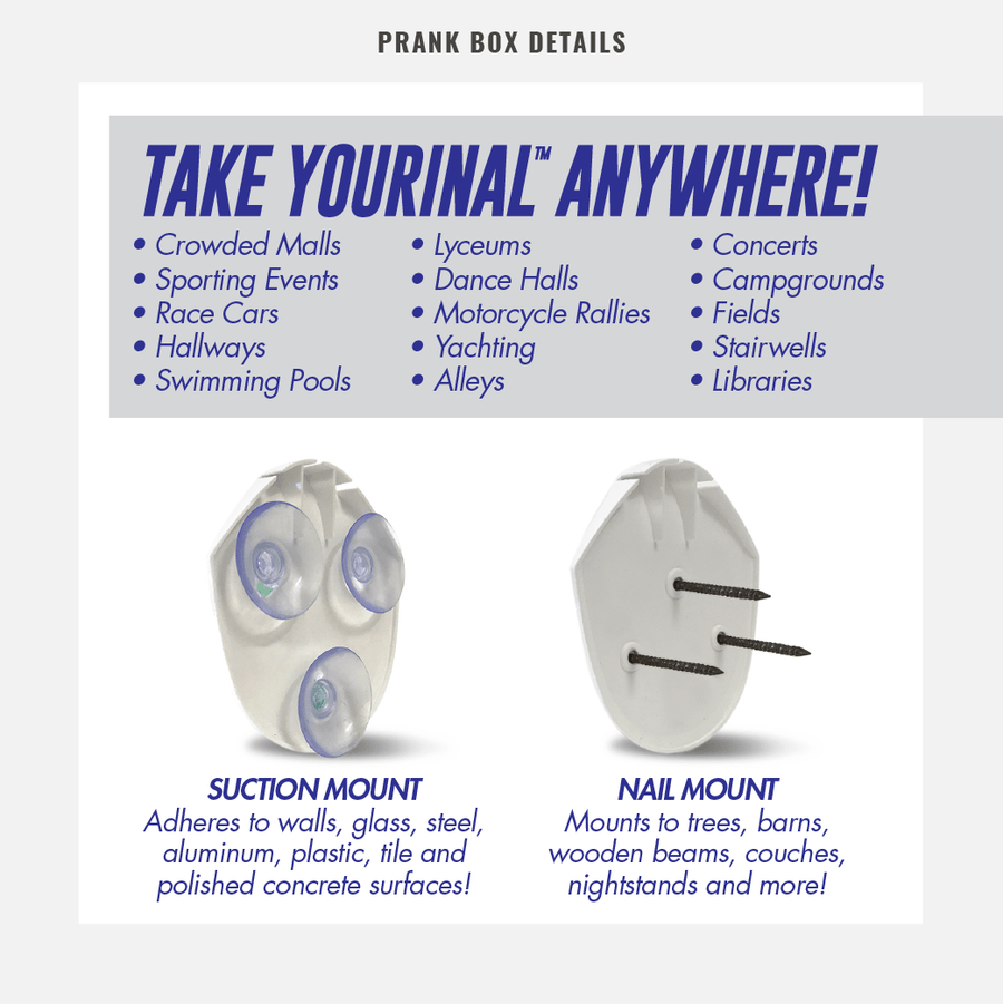 mounting features for the yourinal portable urinal