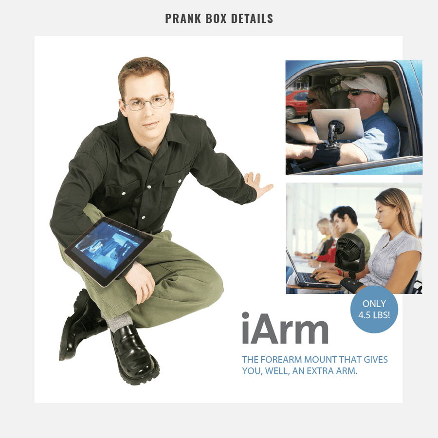 details from joke box from Prank-O for iArm
