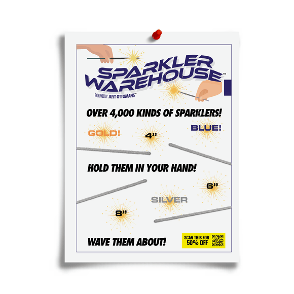 joke flyer from Prank-O for the Sparkler Warehouse