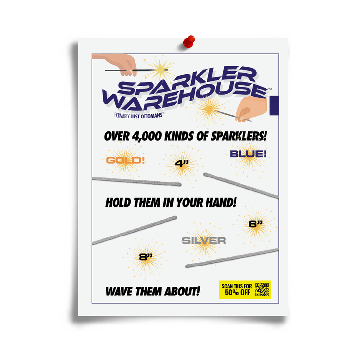 joke flyer from Prank-O for the Sparkler Warehouse