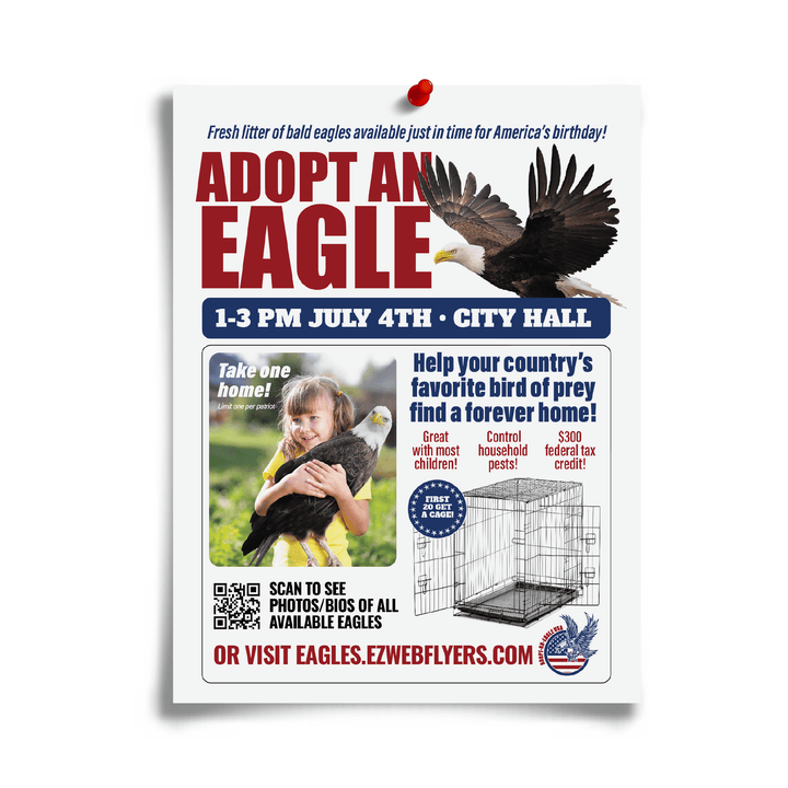 Joke flyer for adopting an eagle from Prank-o