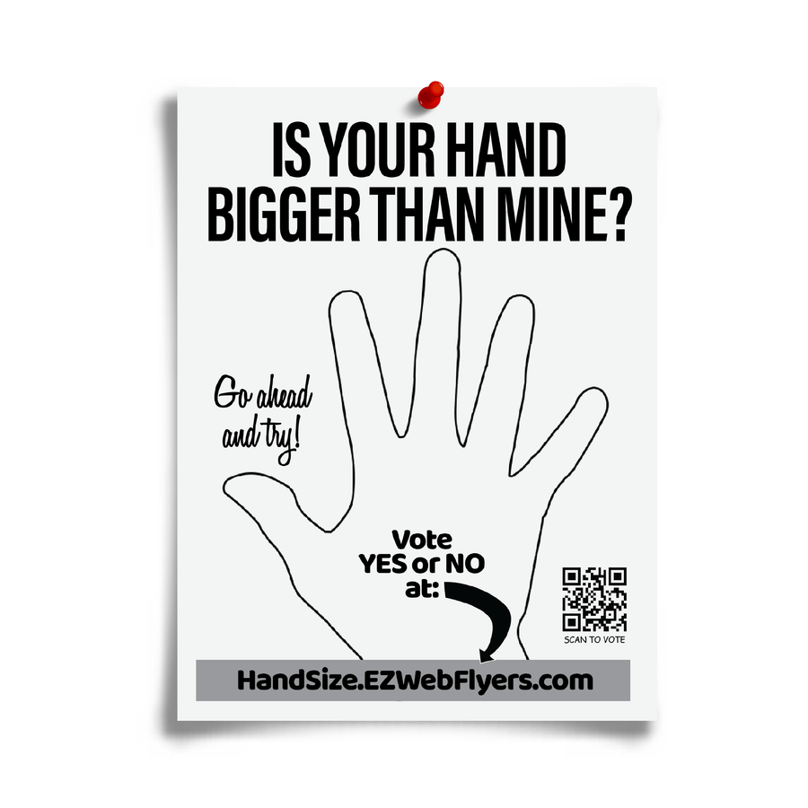 Is Your Hand Bigger Than Mine? flyer from Prank-O