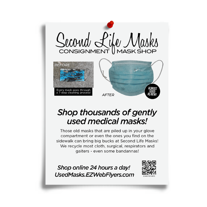 joke flyer for a face mask consignment shop