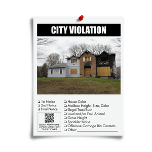 photo of joke flyer for City Violations from Prank-O