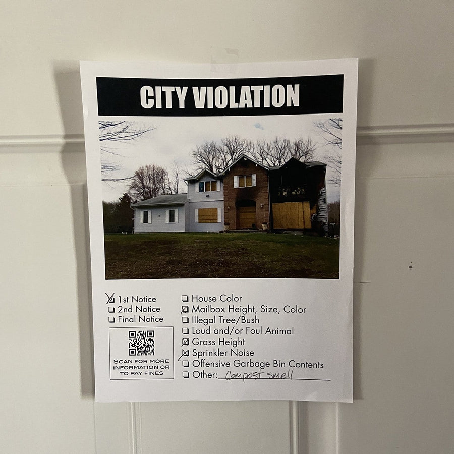 photo of joke flyer for City Violations from Prank-O