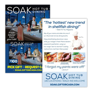 card info for Soak hot tub dining joke gift card from Prank-O