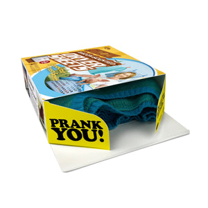 side of joke gift box for Sizzl Bacon Scented dryer sheets from Prank-O