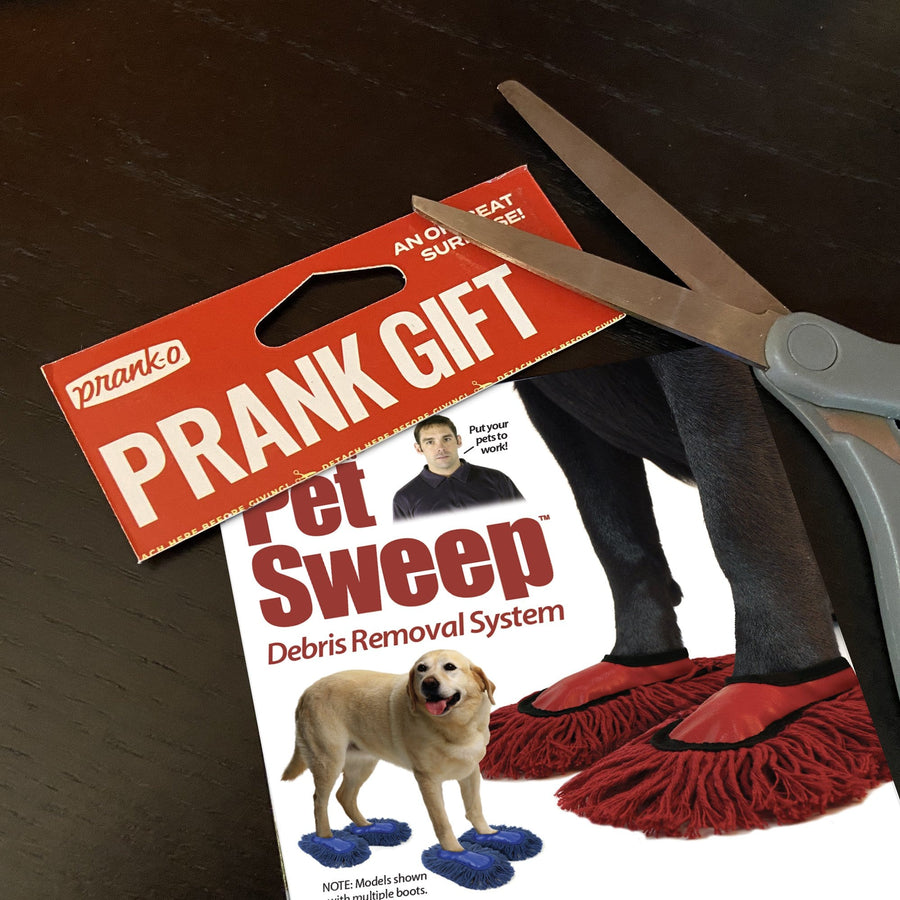cut the Prank Gift tag off of the Pet Sweep and see your friends crack up from this gift