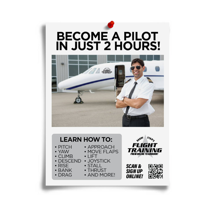 fake flyer from Prank-o to become a pilot in 2 hours
