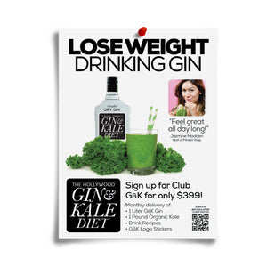 Lose Weight Drinking Gin joke flyer