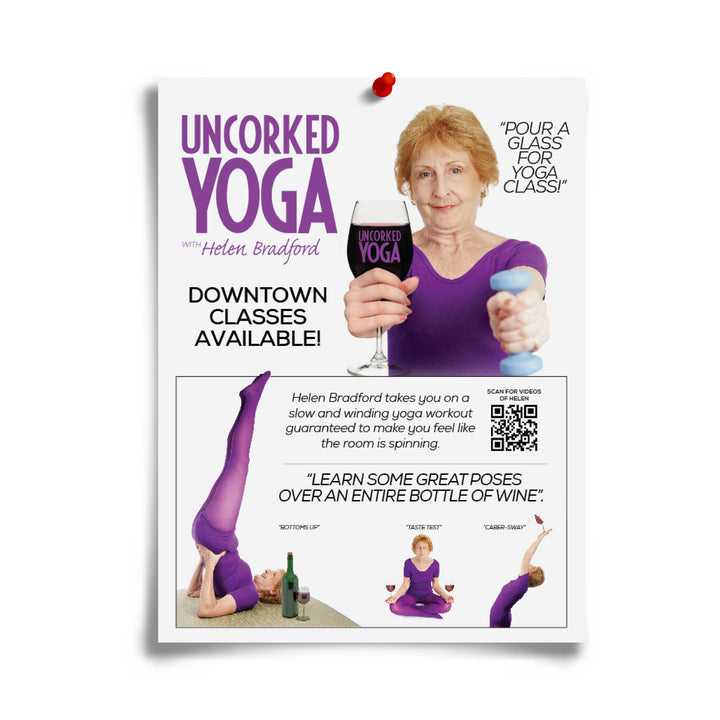 joke uncorked yoga class flyer