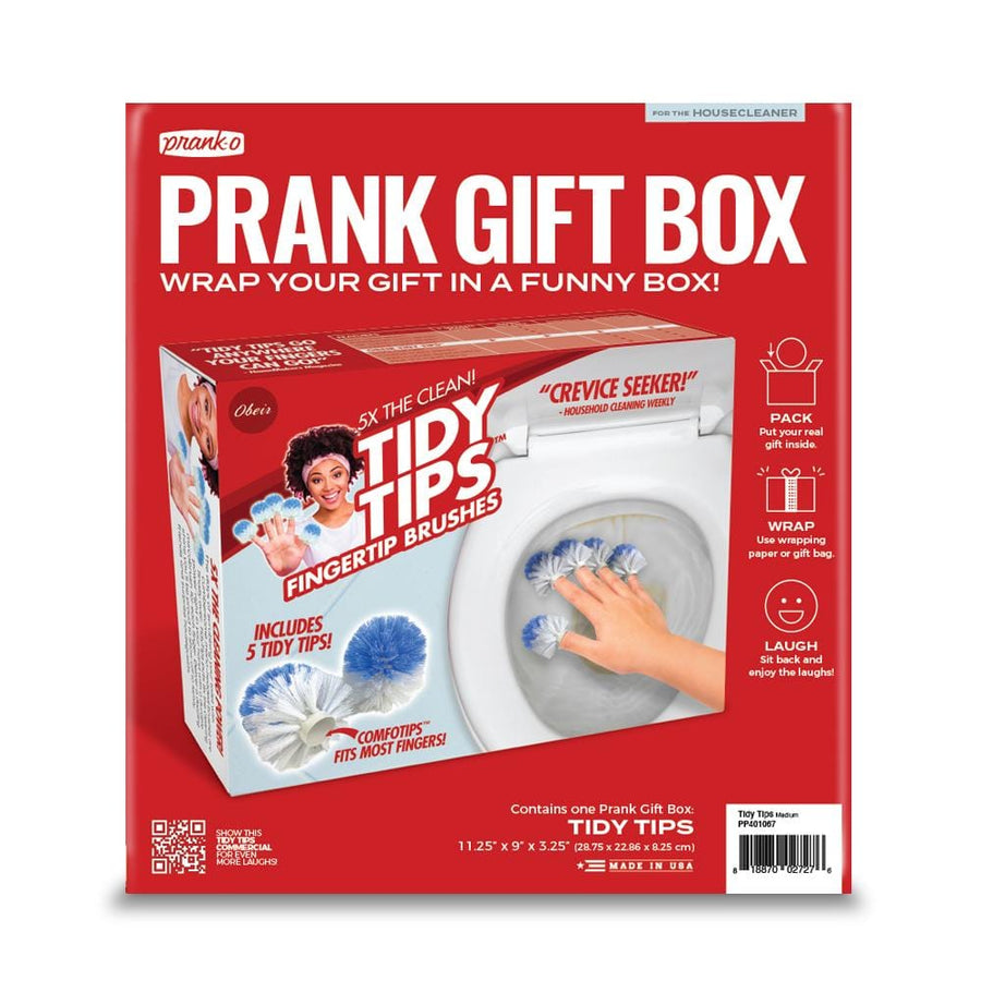 packaging of Tidy Tips joke gift box from Prank-O