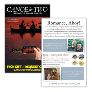 Joke gift card for a Canoe for Two dinner from Prank-O