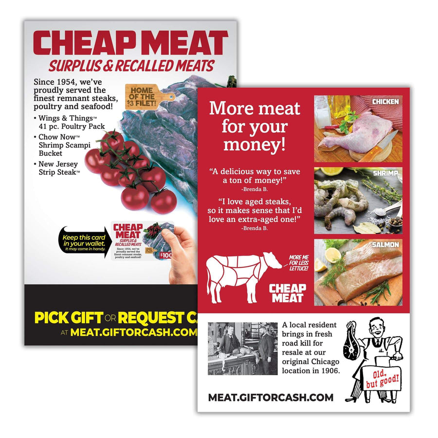gross cheap meat joke gift card