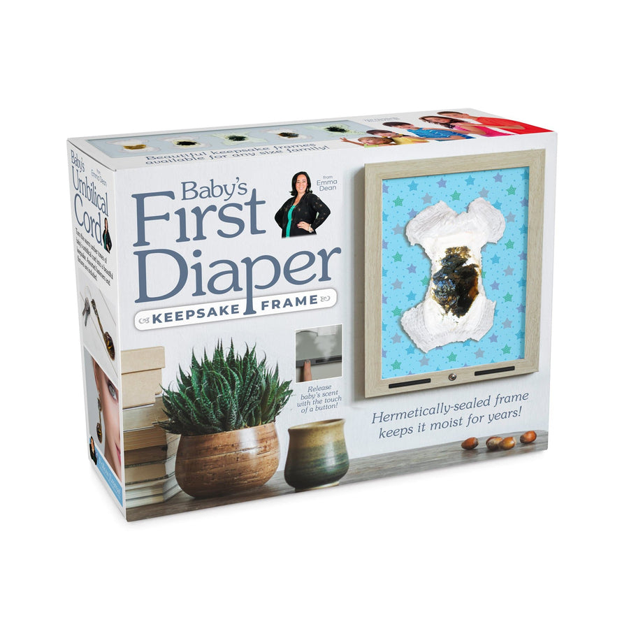 baby shower gift of a Baby's First Diaper framing kit joke box from Prank-O