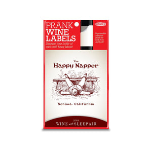The Happy Napper joke wine label from Prank-O