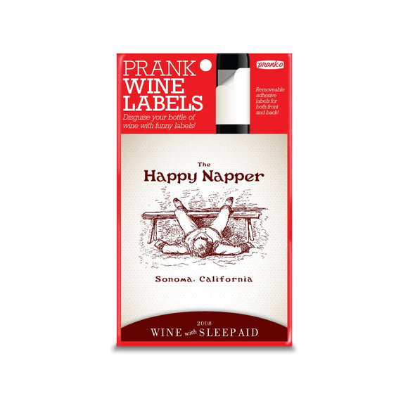 The Happy Napper joke wine label from Prank-O