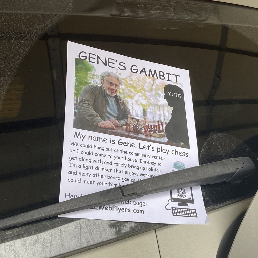 Gene's Gambit fake chess player flyer from Prank-O