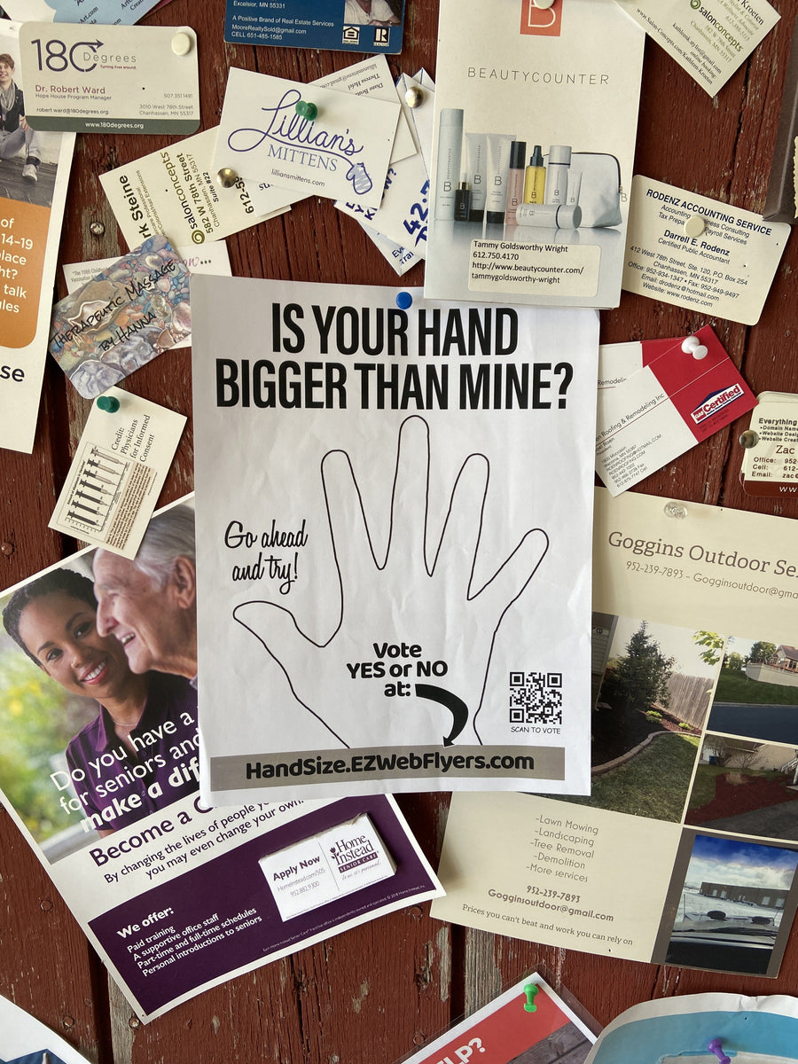 Is Your Hand Bigger Than Mine? flyer from Prank-O