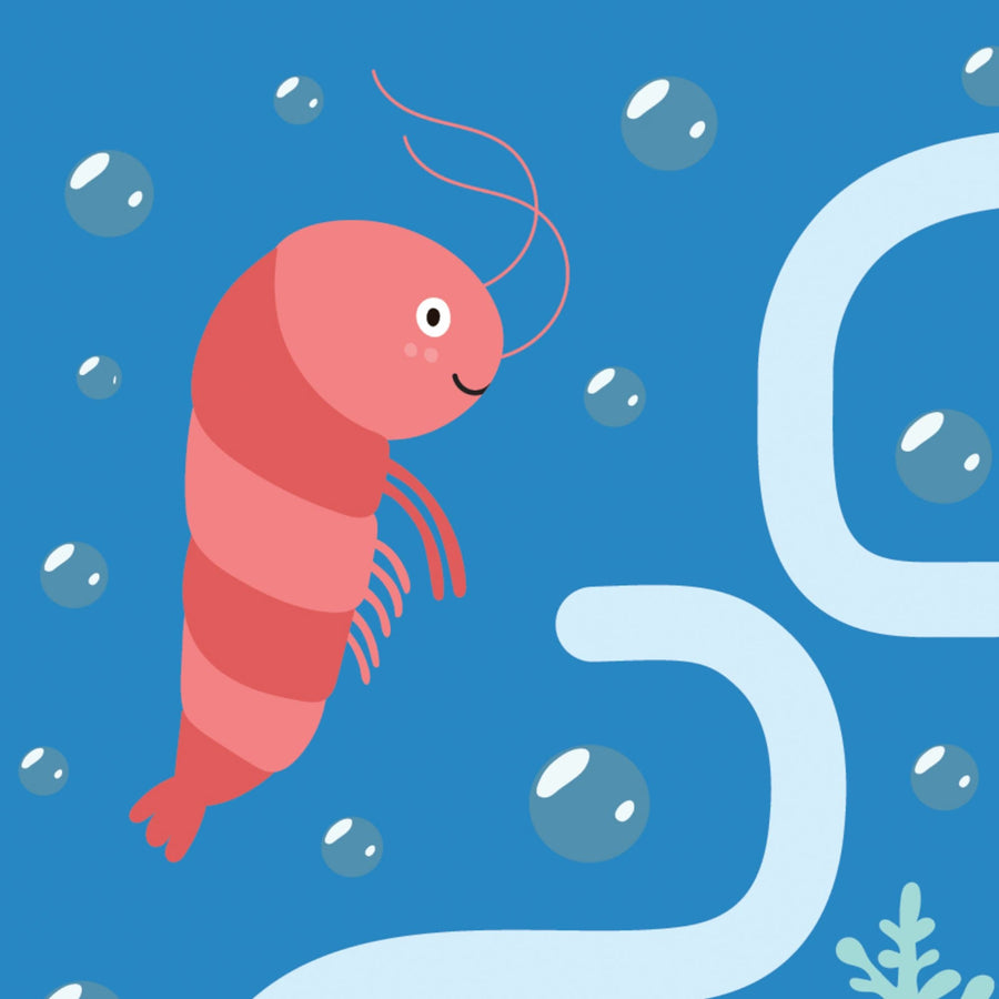 shrimp cartoon on Prank-o's joke cereal box for Shrimp Snacks