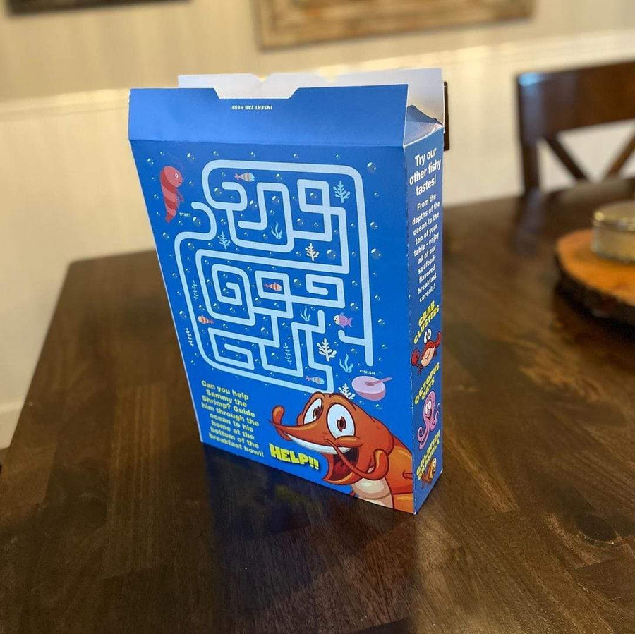 photo of Prank-o's joke cereal box for Shrimp Snacks