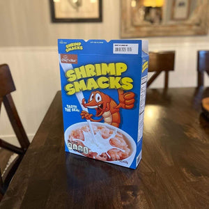 Prank-o's joke cereal box for Shrimp Snacks